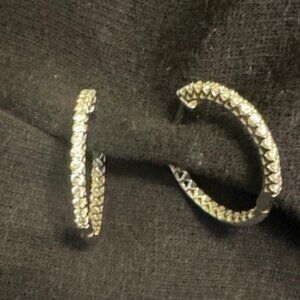 Affinity 14K White Gold Inside Out Diamond Hoop Earrings, 1.00cttw